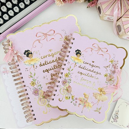 Caderno universitário 10 matérias Wire-o Bailarinas Rosa