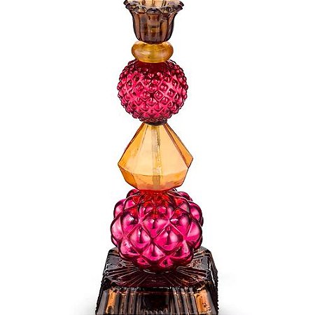 Castiçal de Vidro Bead Vermelho/Amarelo 23,5- Pip Studio