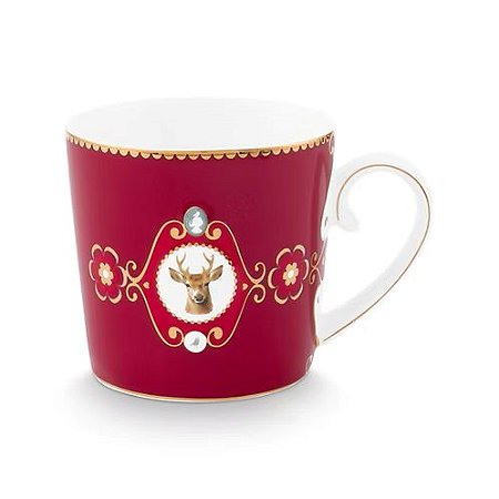 Caneca Pequena Medallion Deer Vermelho Escuro - Pip Studio
