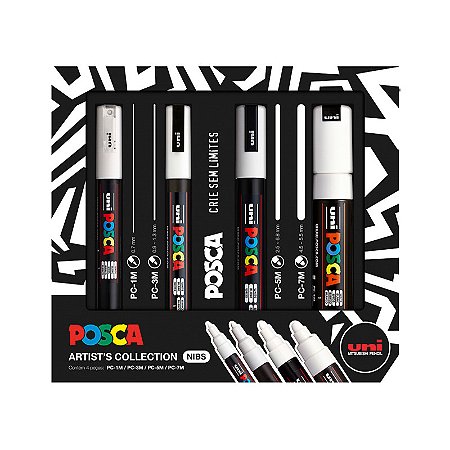 Estojo Caneta Posca Artists Collection Branca com 4 Peças