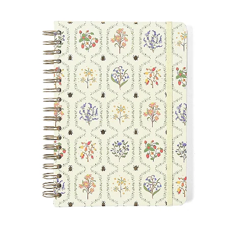 Caderno Espiral Jardim Pautado Off White 10 Matérias