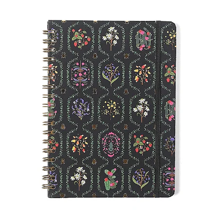 Caderno Espiral Jardim Pautado 17,3x24 Preto 1 Matéria 80 fls
