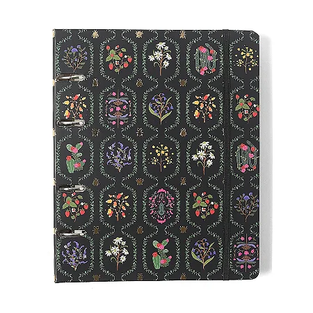 Caderno Criativo Argolado Jardim Pautado 17x24 Preto