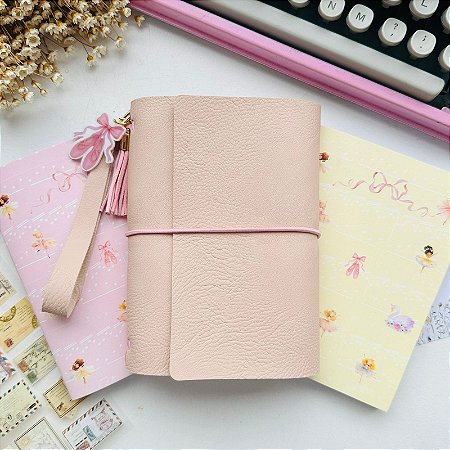 Caderno com Capa em Tecido com 2 Cadernetas Pontilhadas – Bailarinas