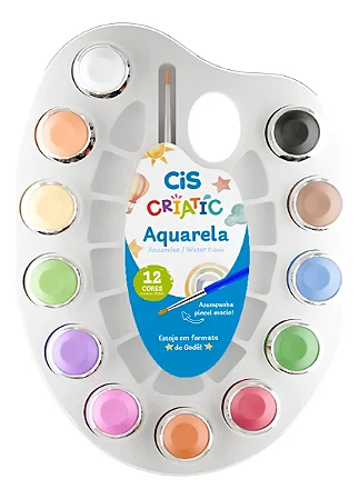 Aquarela Escolar Cis Criatic 12 Cores + Pincel