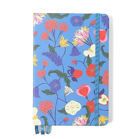 Caderneta Doce Florada Miolo Tri 14x21 Azul