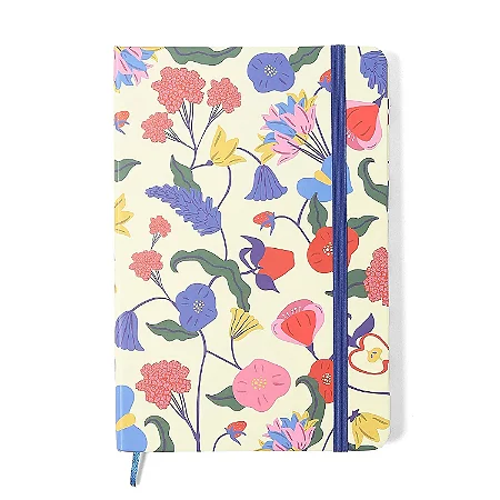 Caderneta Doce Florada Quadriculado 14X21 Off White