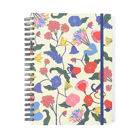 Caderno Espiral Doce Florada Pautado 20x27,5 Off White 10 Matérias 160 fls