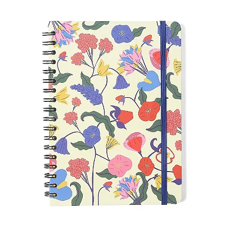 Caderno Espiral Doce Florada Pautado 17,3x24 Off White 1 Matéria 80 fls