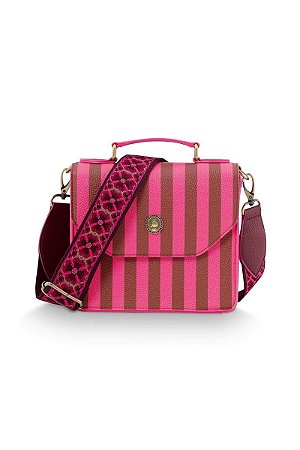 Frances Cross Body Bag Small Stripe Pink