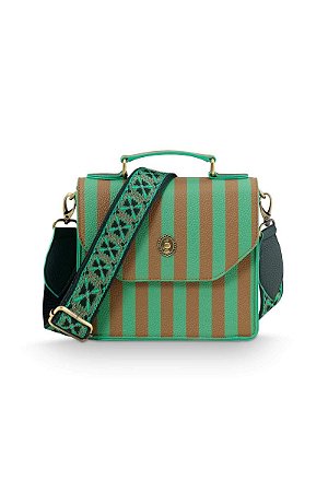 Frances Cross Body Bag Small Stripe Green