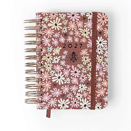 Agenda Planner Wire-o 2027 Melissa Diária 11,5x16 Mini Bloomy Chocolate