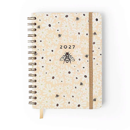 Agenda Planner Wire-o 2027 Melissa Semanal Anotações A5 Mini Bloomy Manteiga