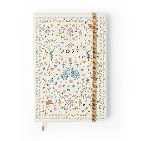 Agenda Planner 2027 Relicário Semanal Anotações 14x21 Realeza Off White