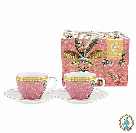 Set para 2 Xícara de Cafezinho Rosa - La Majorelle