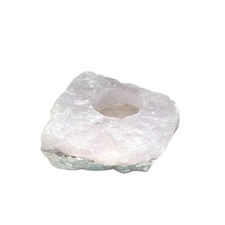 Castiçal em Quartzo Rosa - com Banho em Prata