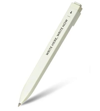 Caneta Moleskine Go Pen, Tinta Preta, Esferográfica 1.0, Branca, "Write  Here Write Now" - Stefânia & Co | A Loja Mais Fofa de Decoração