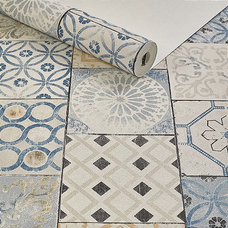 Papel De Parede Importado Vinílico Lavável Azulejo Português