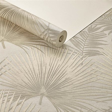 Papel De Parede Textura Folhas Palmeira Tropical Bege