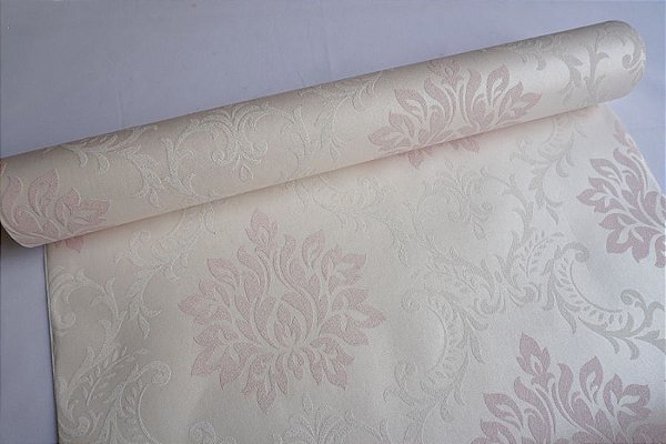Papel De Parede Importado Tnt 053x950m Textura Arabesco Rosa