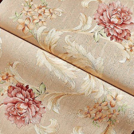Papel De Parede Importado Vinílico Lavável Texturizado Floral