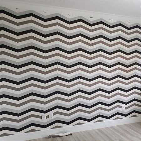 Papel De Parede Importado Vinílico Chevron Listras Coloridas