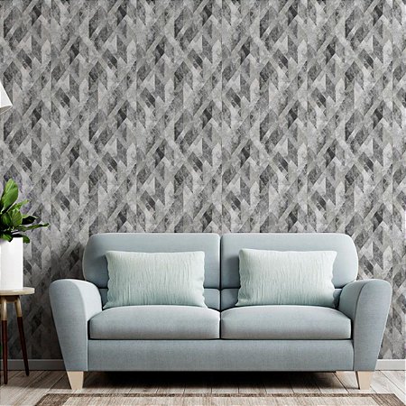 Papel De Parede Importado Lavavel Tnt Geometrico Cinza