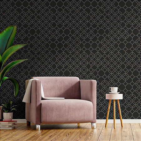 Papel De Parede Importado Tnt Lavável Grafite Geometrico