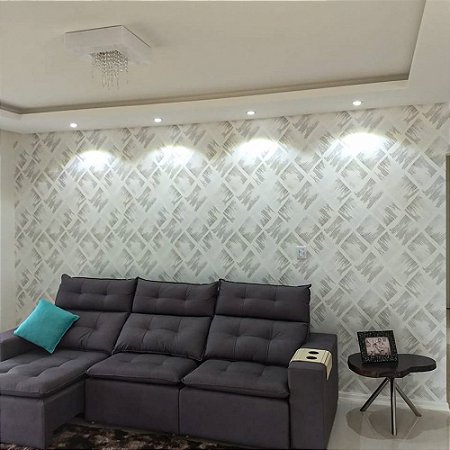 Papel De Parede Importado Lavável Geométrico Off White Cinza