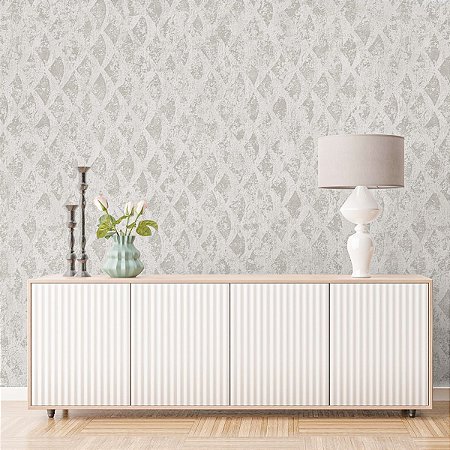 Papel De Parede Vinílico Texturizado Geométrico Cinza Claro