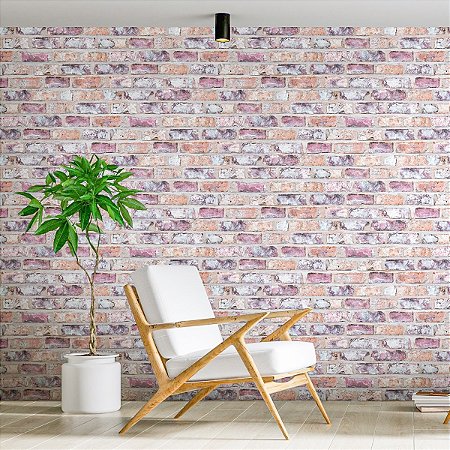 Papel De Parede Vinílico Tijolinho Cinza Rose Texturizado