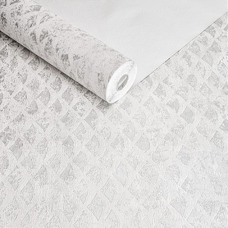 Papel De Parede Vinílico Texturizado Cinza Branco Moderna