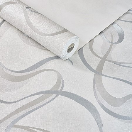 Papel De Parede Vinílico Design Cinza Prata Texturizado 10m