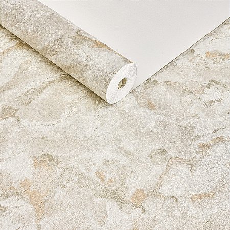 Papel De Parede Creme Marmore Texturizado Lavável Rolo 10m