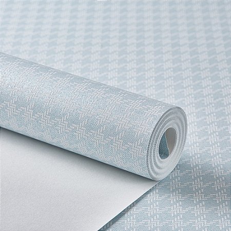Papel De Parede Importado Infantil Vinílico Peid De Poule Azul