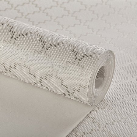 Papel De Parede Importado Texturizado Geométrico Off White