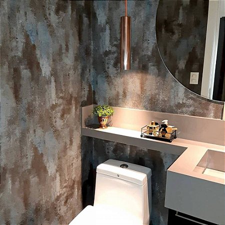 Papel De Parede Texturizado Chumbo Detalhes Azul