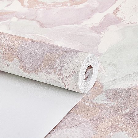 Papel De Parede Rosa Claro Vinílico Texturizado Lavável 10m