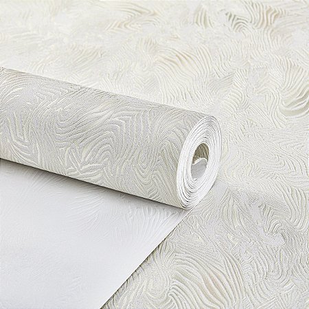 Papel De Parede Vinílico Texturizado Off White Lavável 10m