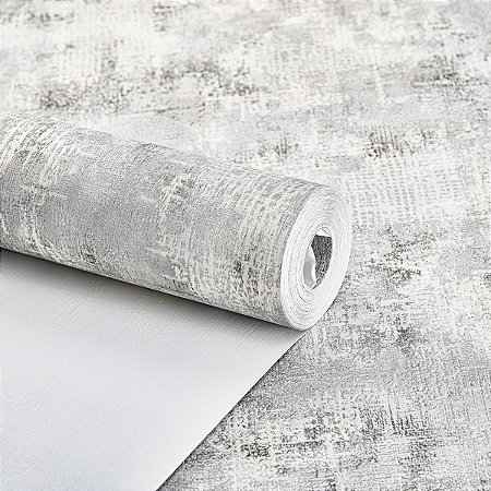 Papel De Parede Vinílico Cinza Claro Texturizado Lavável 10m