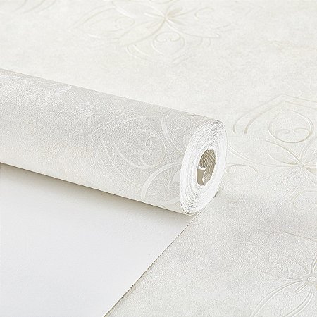 Papel De Parede Vinílico Texturizado Off White Lavável 10m