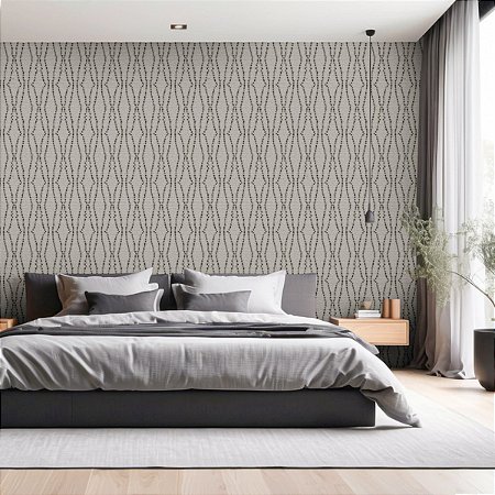 Papel De Parede Vinílico Texturizado Fendi Preto Moderno 10m