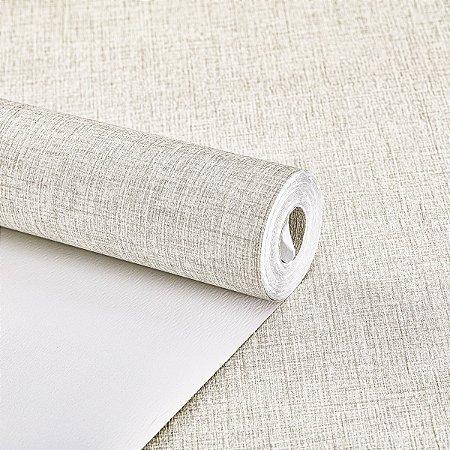 Papel De Parede Linho Nude Vinílico Lavável Texturizado 10m