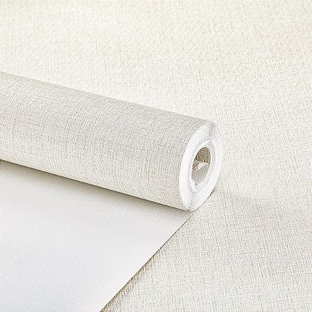 Papel De Parede Vinílico Texturizado Off White Lavável 10m