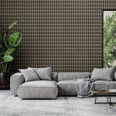 Papel De Parede Vinílico Texturizado Marrom Taupe 3d Lavável