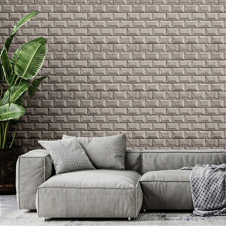 Papel Parede Vinílico Texturizado Tijolos Cimento Claro 3d
