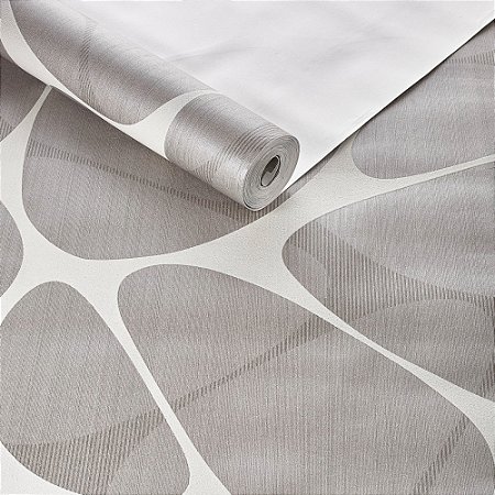 Papel De Parede Lavável Vinílico Cinza Off White Texturizado