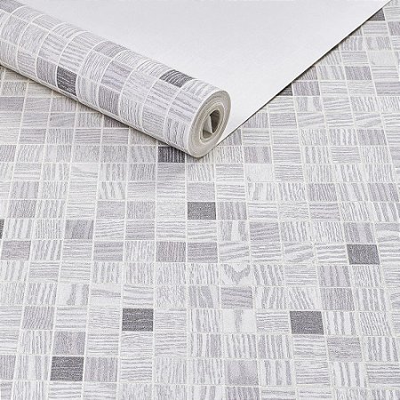 Papel De Parede Lavável Branco Cinza Vinílico Texturizado