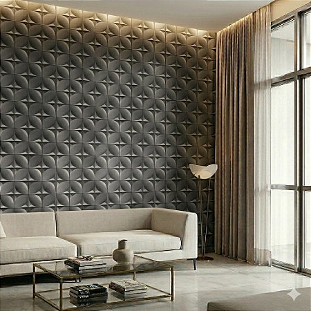 Papel De Parede Geométrico Textura Estofado Cinza Escuro 3d