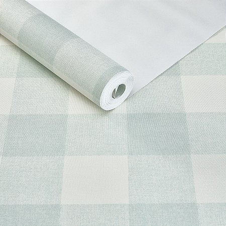 Papel De Parede Vinílico Xadrez Azul Claro Texturizado 10m